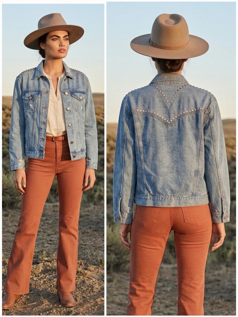 Victoria's Secret M Coastal Cowgirl Boho Festival Western Distressed Jean Jacket